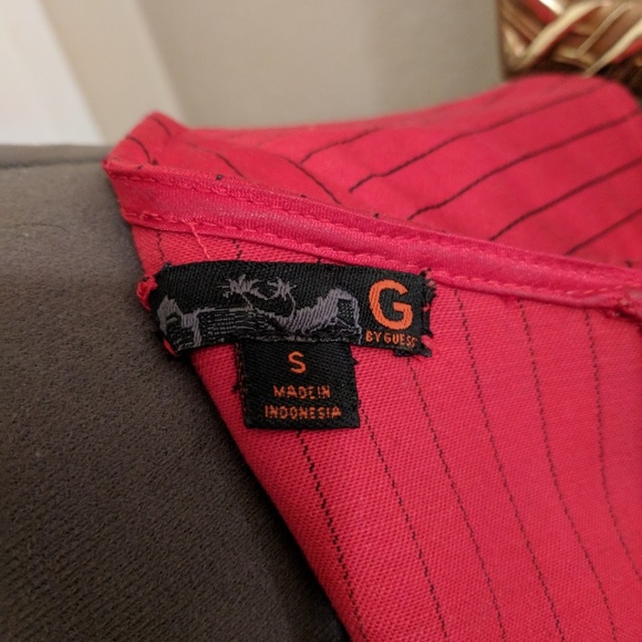 G by Guess Red and Black Pinstripe Wiggle Dress S - Picture 4 of 4